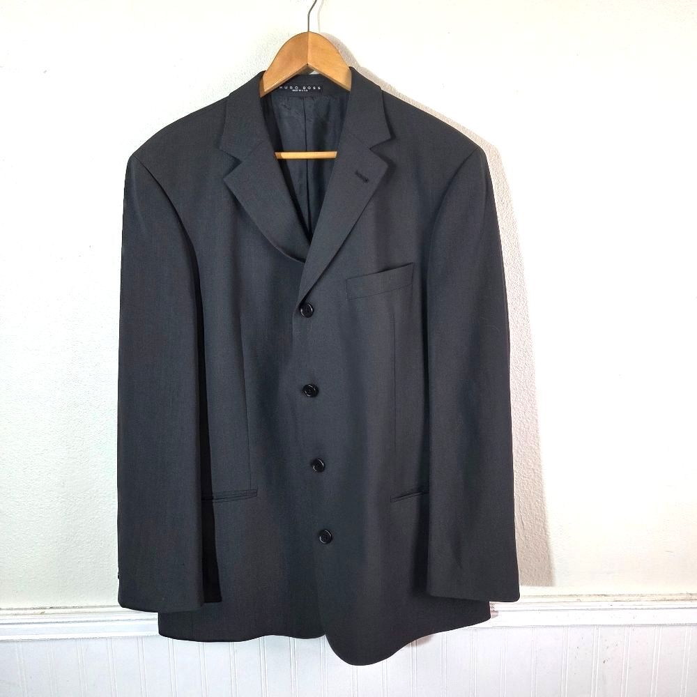 Hugo Boss Green Wool Blazer 4 Button Jacket Men’s 42R Made USA Classic